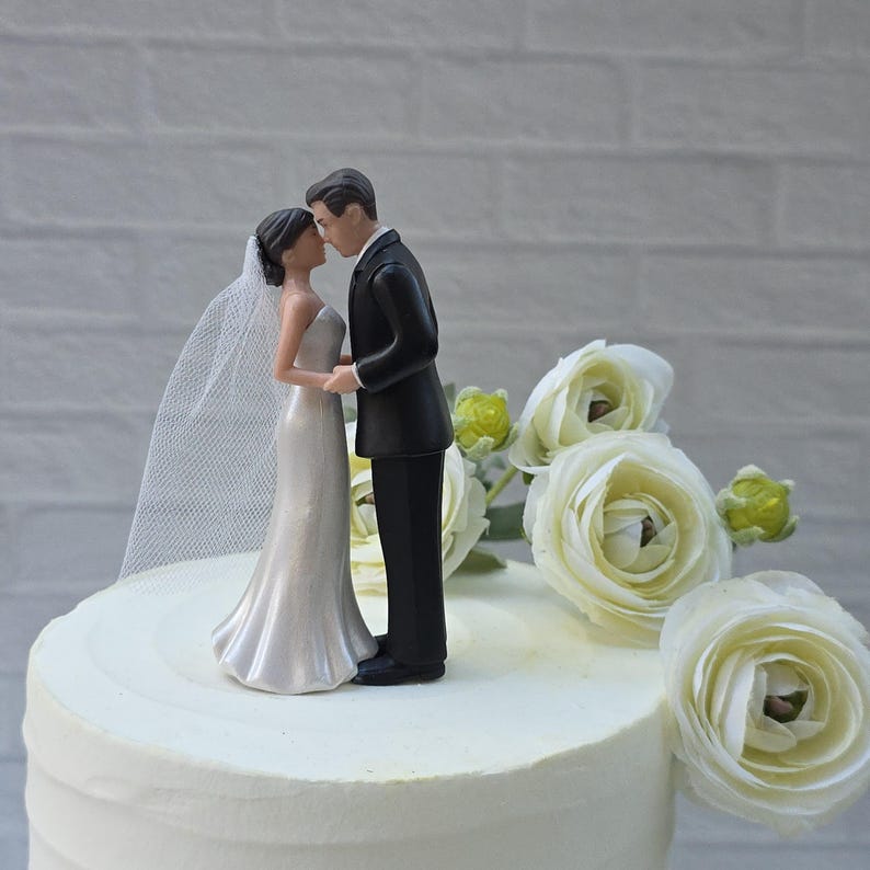 Elegant Black & White Bride and Groom Wedding Cake Topper Classic Romantic Figurine for Wedding Decor or Keepsake