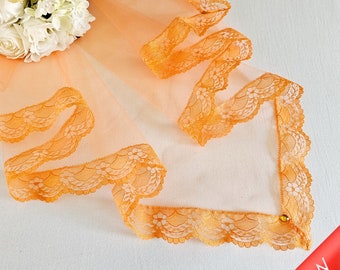 Velo de unidad de tul brillante naranja cítrico para ceremonia de boda católica filipina e hispana, 58x32 pulgadas