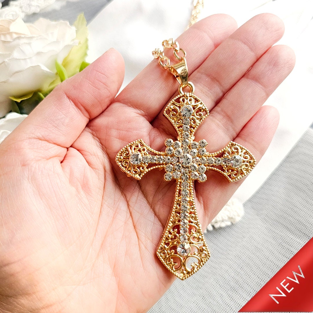 2 3 Inch Gold Cross Pendant - Etsy