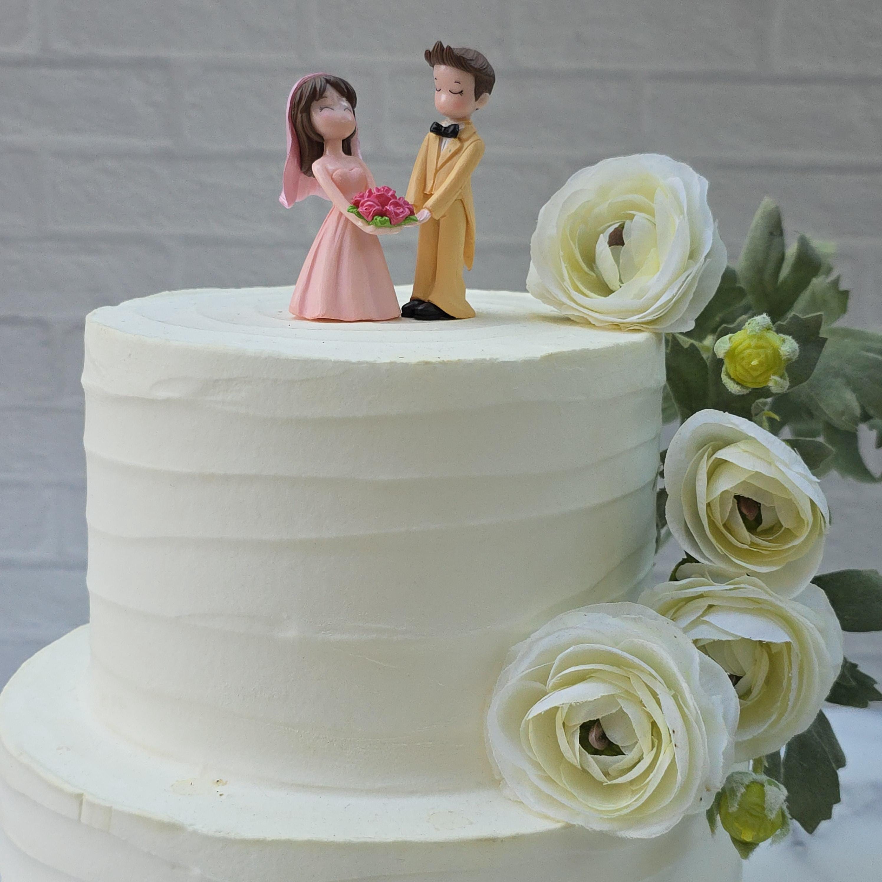 ミニ花嫁と花婿 2個セット ウェディングケーキトッパー キュートで