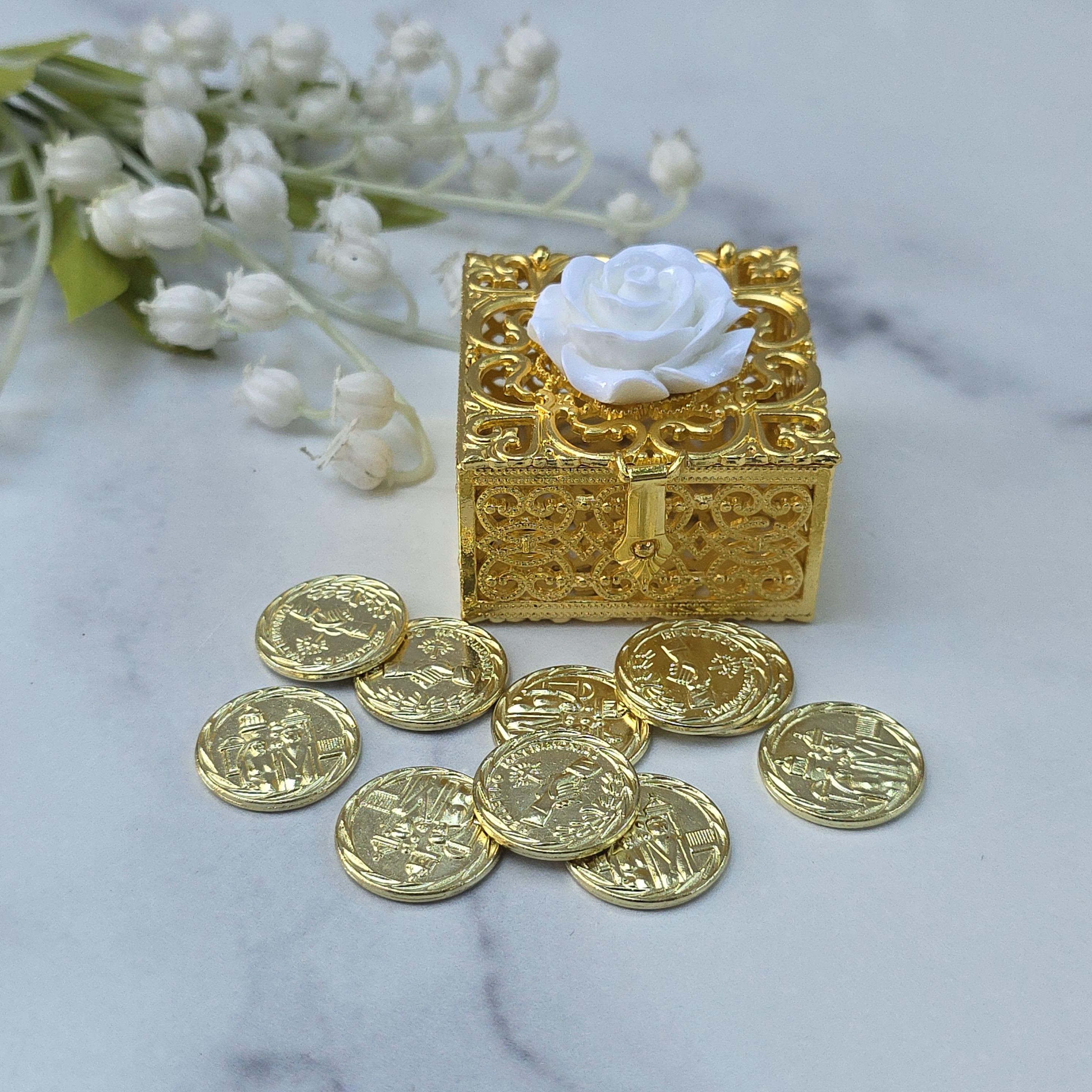 Gold Square Style Arras Arrhae Unity Wedding Coins for Filipino ...