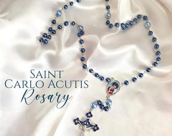 Saint Carlo Acutis Rosary Blue, Youth Rosary, Digital Generation Rosary