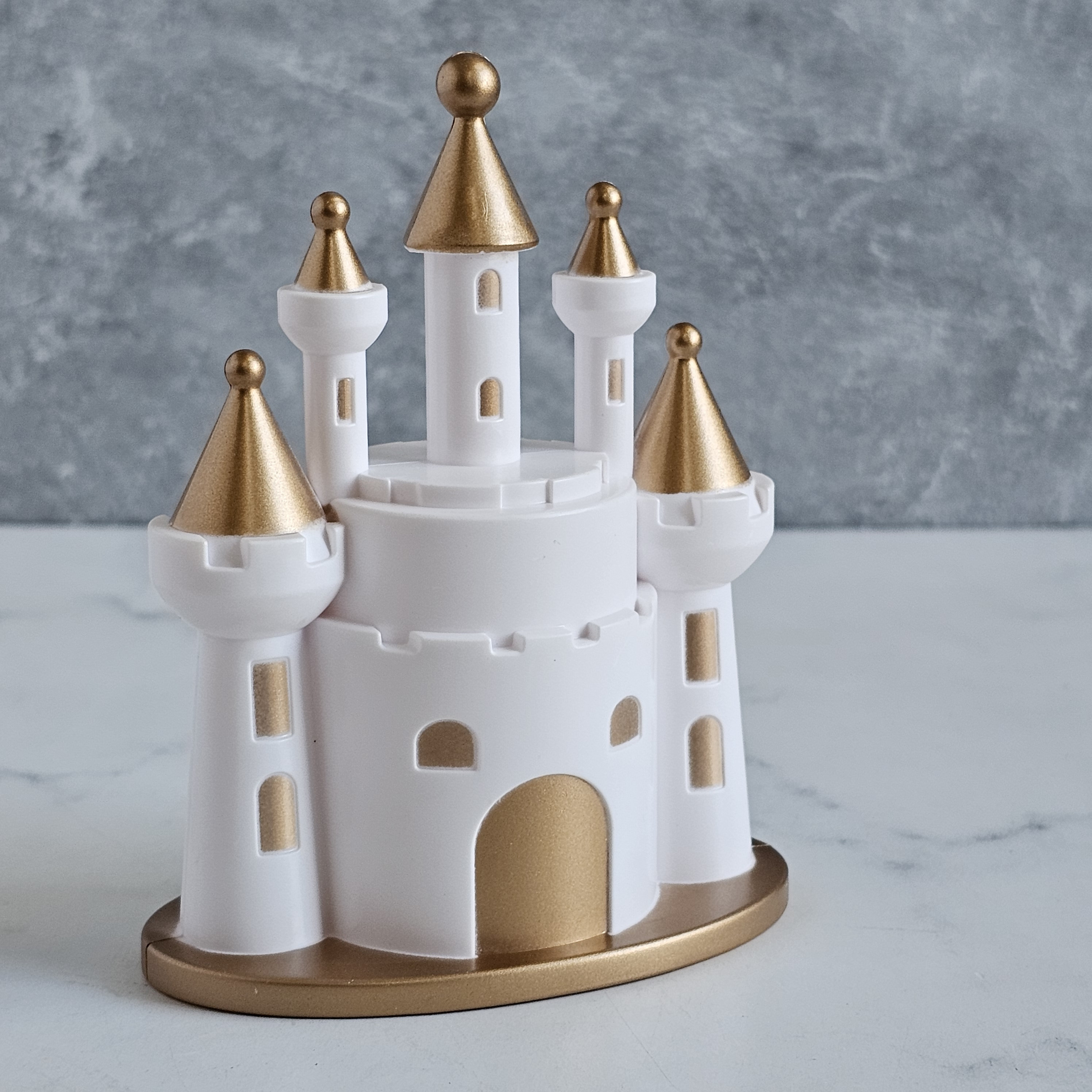 White and Gold Castle Princess Themed Cake Topper for Birthdays, Baby ...
