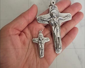 The Unity Cross | Our Lady of Sorrows | Jesus Crucifix with Mary at His Feet | Cross Pendant Only | Made in Italy | 2 Sizes