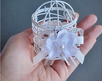White Birdcage Arras Unity Wedding Coins for Filipino and Hispanic Wedding Ceremony Arras Arrhae Box with Wedding Coin Options
