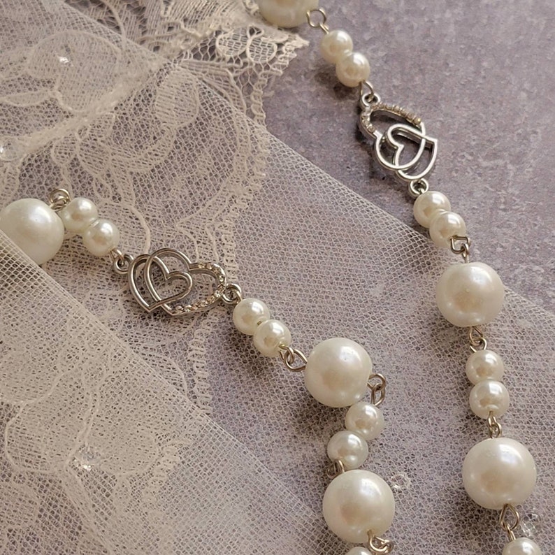 Catholic Pearl Wedding Unity Cord Rosary - Like Lasso Cord with White Rose Centerpiece for Unity Veil and Cord Ceremony image 5