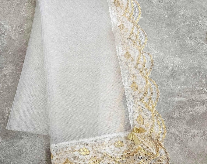 Golden Piña Organza Unity Veil for Filipino and Hispanic Catholic ...