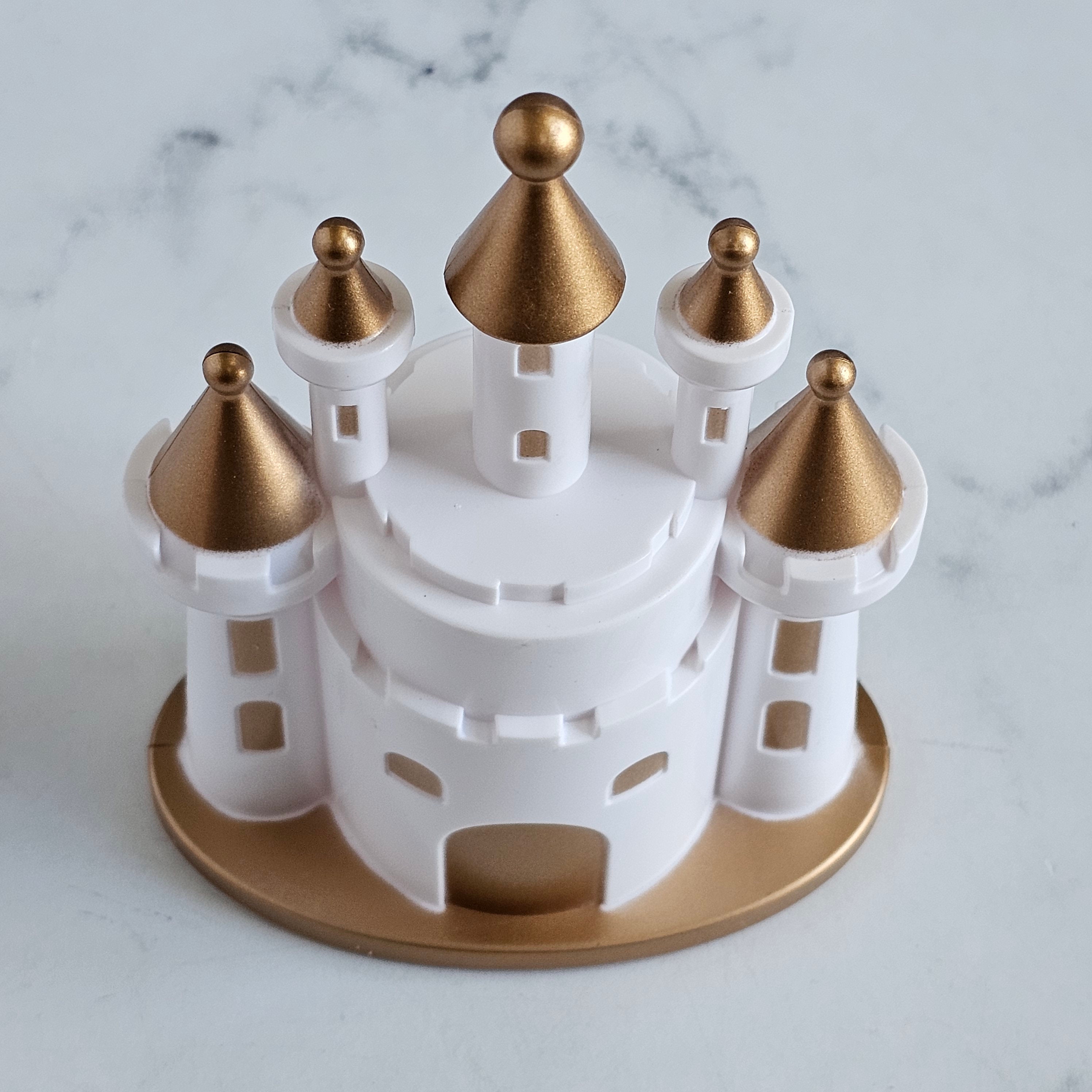 White and Gold Castle Princess Themed Cake Topper for Birthdays, Baby ...