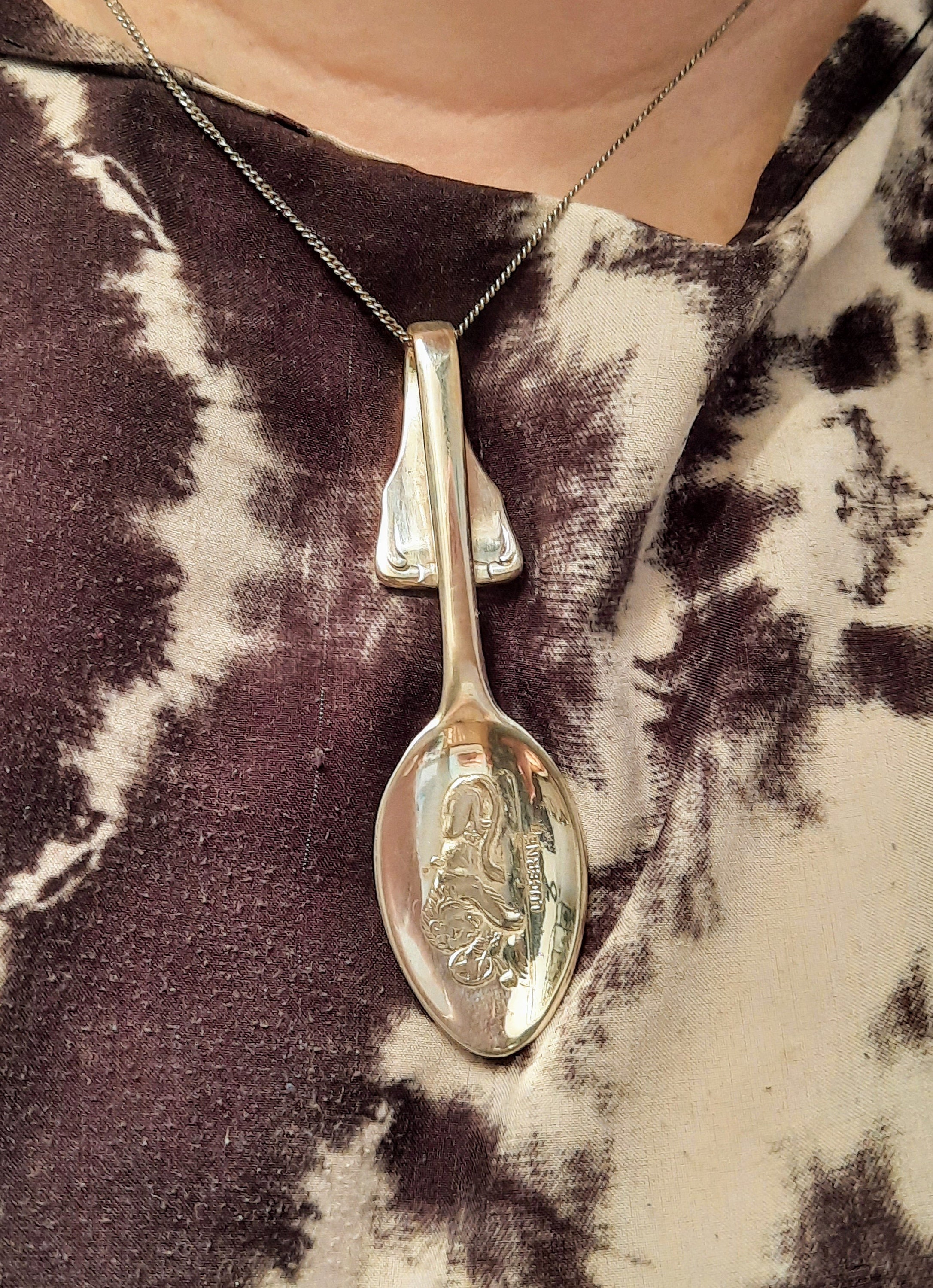Spoon pendant in silver 925 chain silver plated spoon Etsy