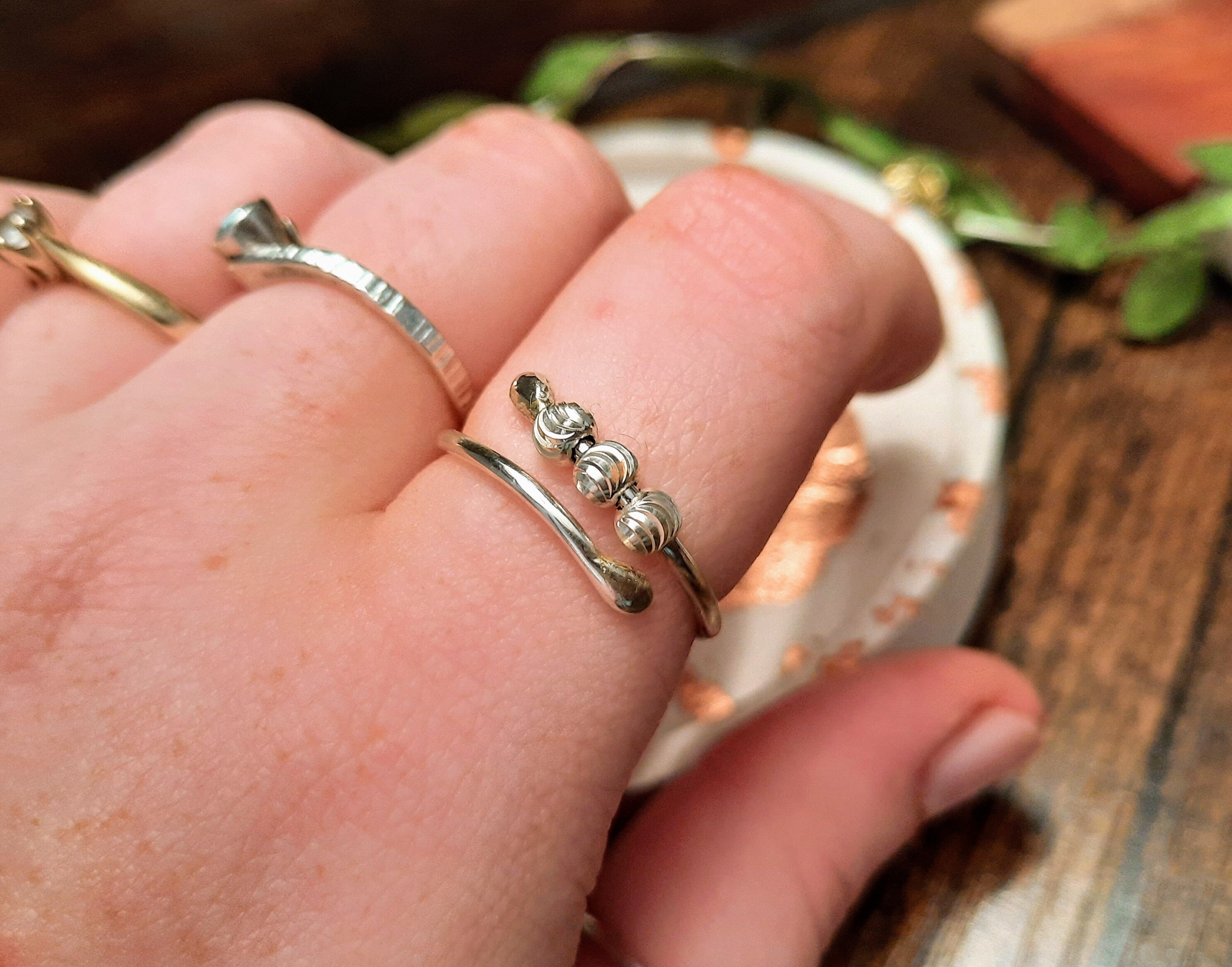 Anxiety Fidget Ring Half Moon Spinning Ring Adjustable Etsy UK