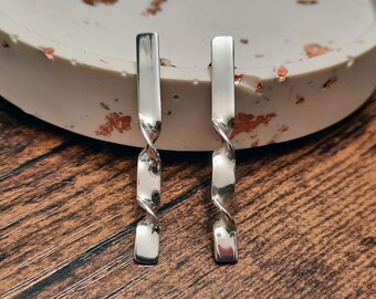 Pendientes colgantes trenzados hechos a mano en plata de ley / Pendientes modernos de diseño llamativo