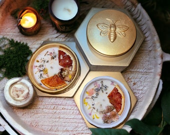 Bee Candles | Wax Warmer | Gift Set | Honey | Dried Flowers | Citrus | Gift | Spring | Easter