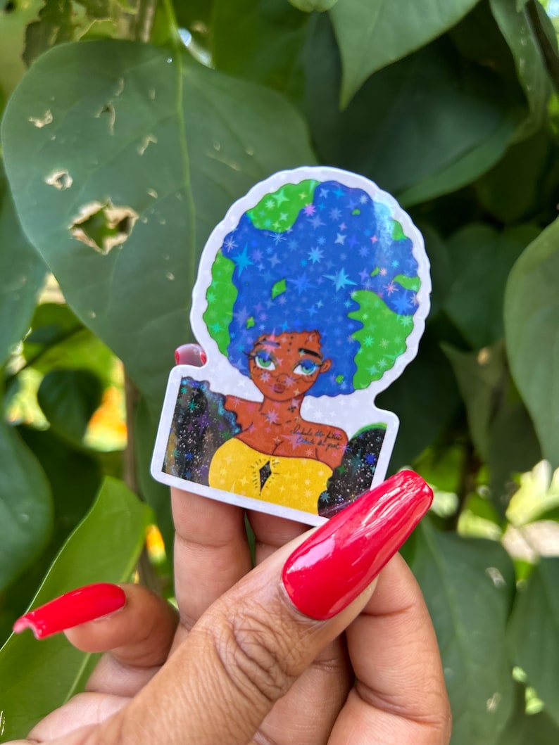Afro Earth Baddie Sticker Etsy Afro Earth Baddie Sticker Etsy