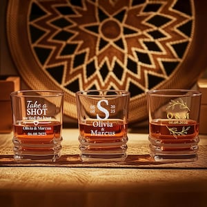 Personalized Wedding Shot Glasses: Custom Engraved Favors, Bride & Groom Gifts