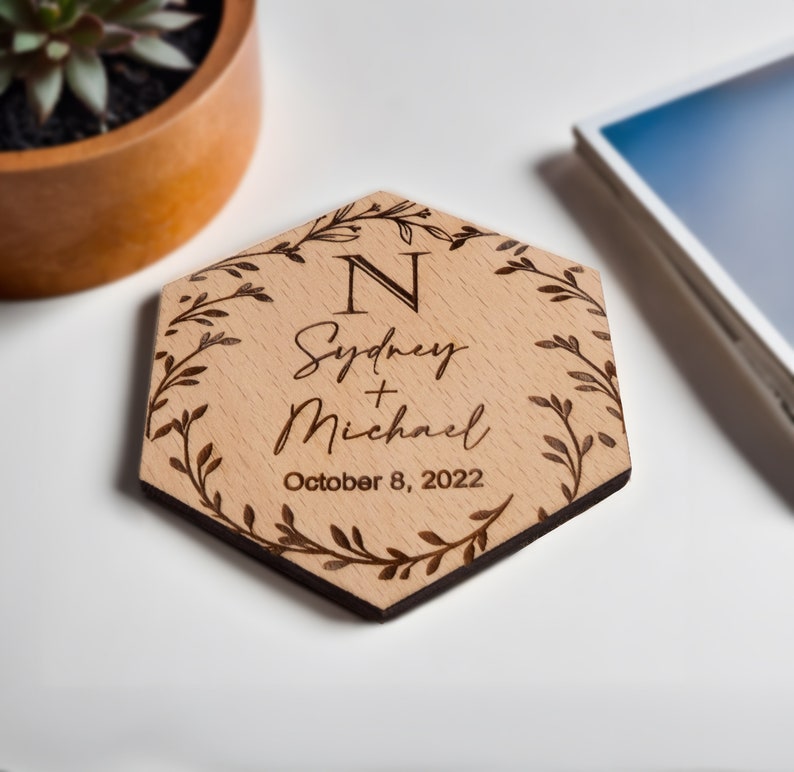 Wood Wedding favor, Floral wedding Coasters, Custom Wedding favors, Rustic Wedding favors Wooden Coaster Set for Guest Personalized coasters