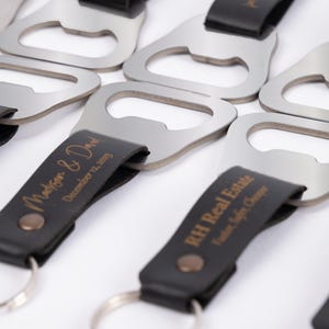 Personalized Engraved Bottle Opener Keychain, Custom Leather Keychain, Groomsmen Gift, Bridal Party Favor, Best Man Gift, Wedding Favor image 9