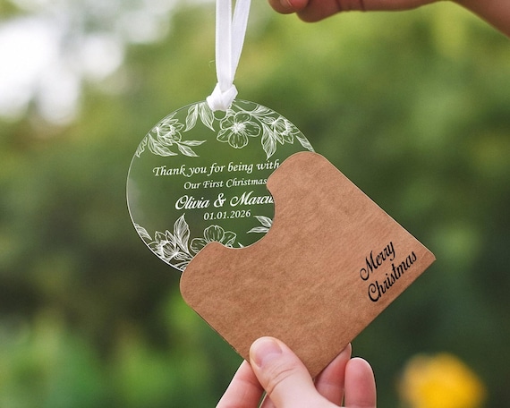Personalized Plexiglass Wedding Ornament: Custom Logo Favor, Bulk Order, Christmas Ornaments
