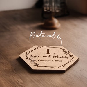 Wood Wedding favor, Floral wedding Coasters, Custom Wedding favors, Rustic Wedding favors Wooden Coaster Set for Guest Personalized coasters