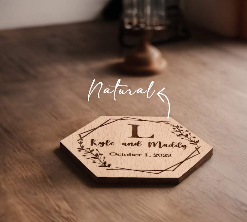 Wood Wedding favor, Floral wedding Coasters, Custom Wedding favors, Rustic Wedding favors Wooden Coaster Set for Guest Personalized coasters