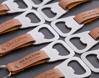 Corporate gifts for clients, Logo corporate gifts, Leather keychains bottle openers with your logo and phrase, Sold in bulk