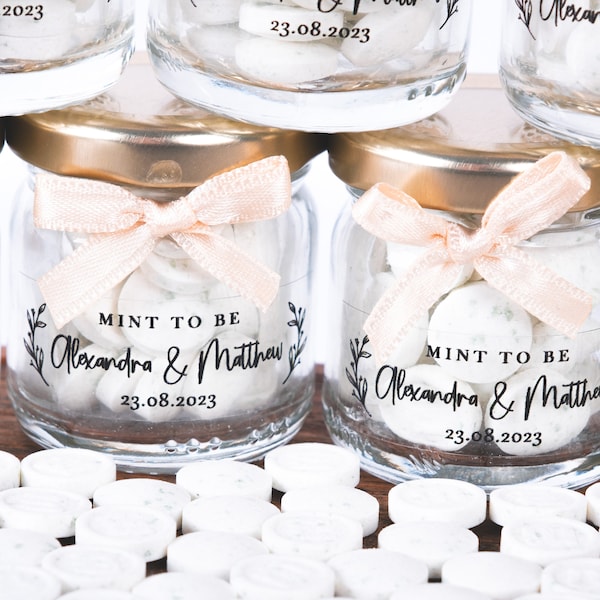 Personalized Mint To Be Favors, Wedding Favors for Guests in Bulk, Custom Mint Jars, Bulk Wedding Gifts