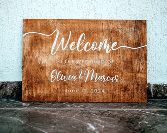 Panneau de bienvenue pour mariage - Panneau de bienvenue pour mariage - Panneau de mariage personnalisé - Décoration de mariage - Panneau de mariage en bois - Panneau de bienvenue en bois