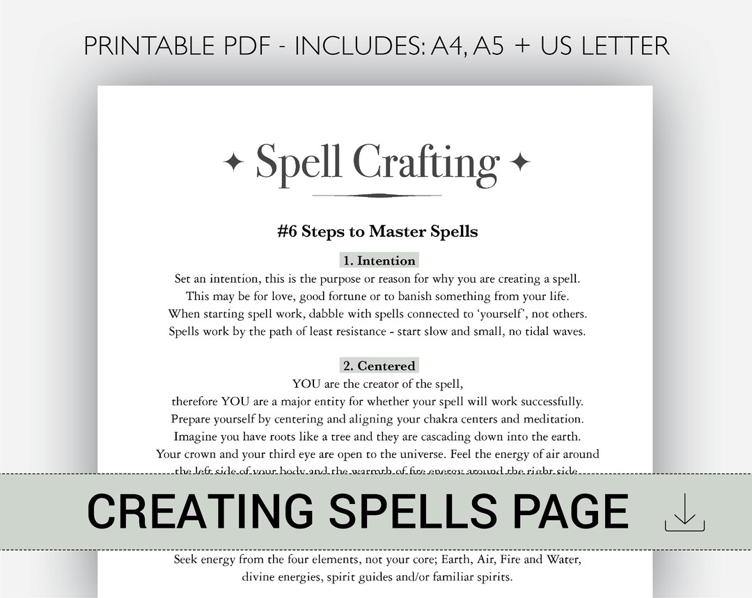 Spells: Spell Crafting - Printable Page - Witch Diary / Book of Shadows ...