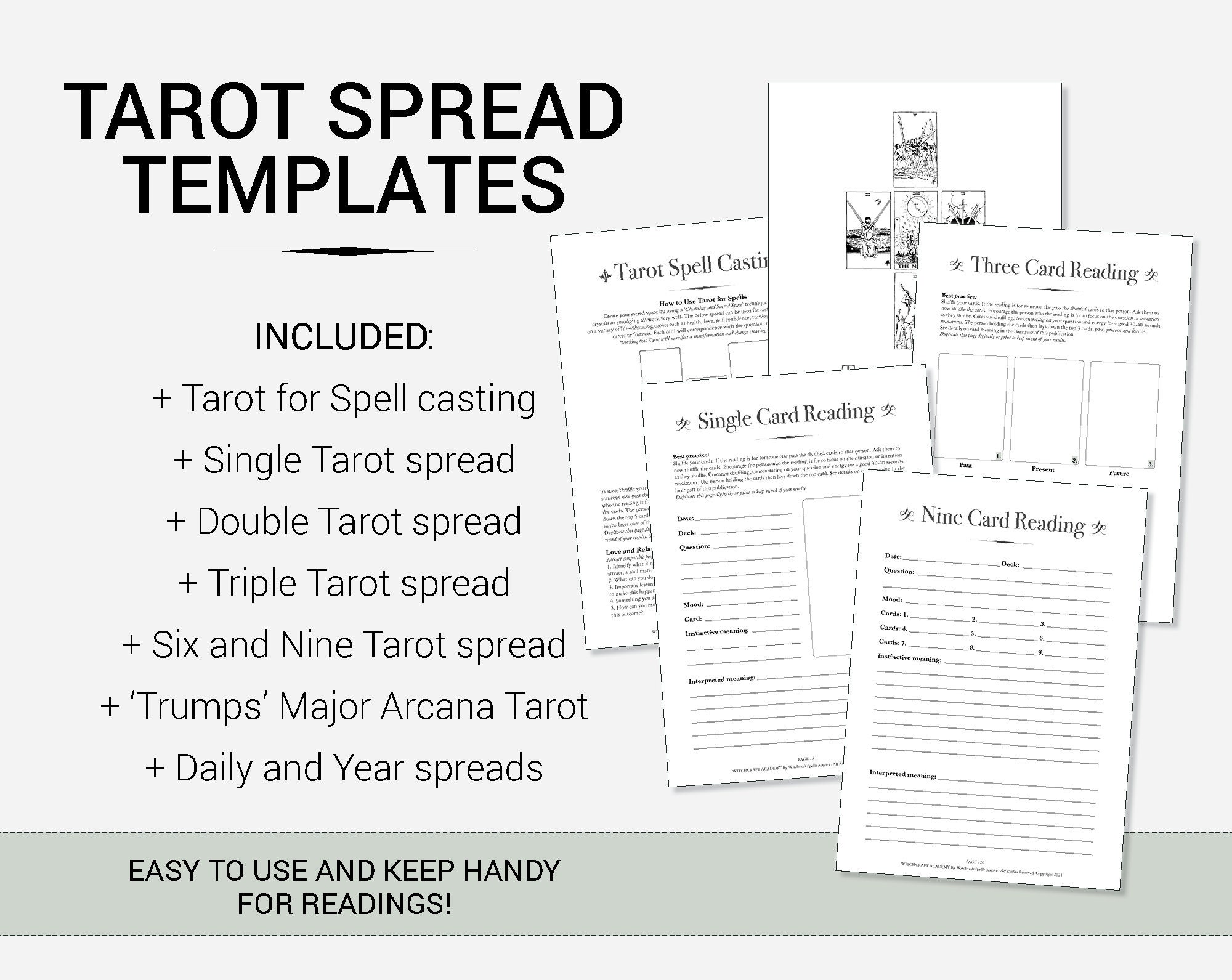 Tarot Spread Layouts - Digital Notebook Journal Pages - Etsy