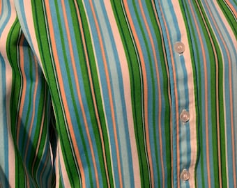 Vintage 70s ILGWU striped polyester blouse