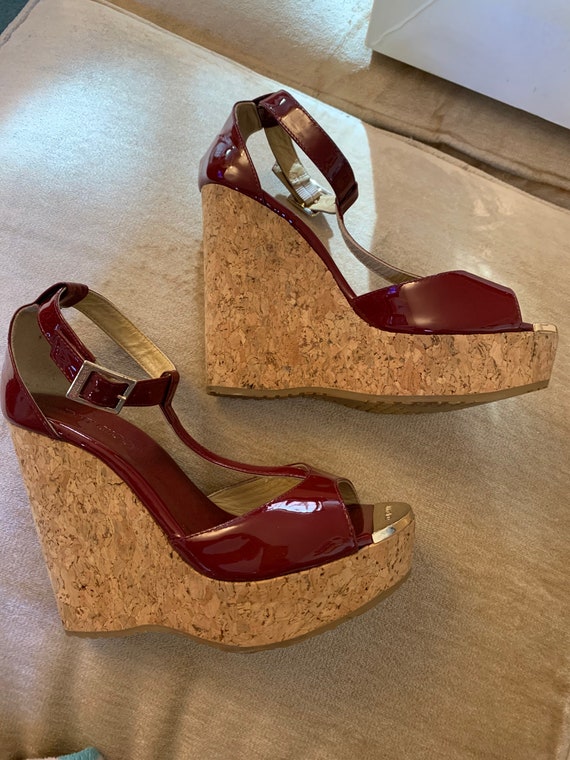 Jimmy Choo Pela Wedges - raspberry color