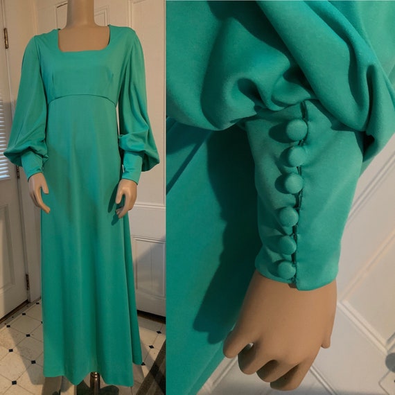 1970s homemade maxi dress bell sleeves