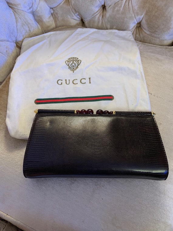 Rare 60s/70s Authentic Gucci lizard clutch