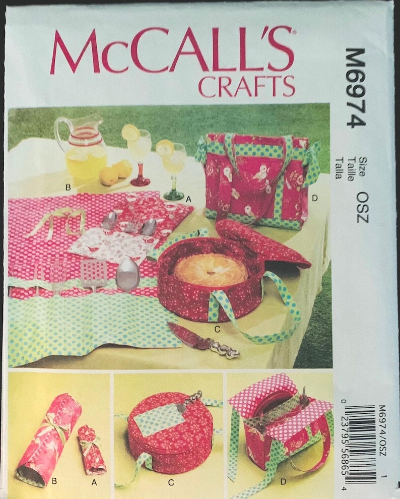 Mccall Pitcher Mccall's M6974, Camping Items Pattern, Picnic Supplies - Etsy