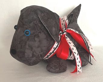 Gray Stuffed Toy Dog, Handmade Soft Toys, Plushies, Gift for Dog Lovers