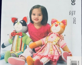 McCall&#39;s Crafts M6980, &quot;Learn To&quot; Raccoon & Cat, Teaching Dolls