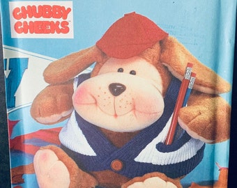 Simplicity 7416 Dog, &quot;Varsity Vic&quot;, Chubby Cheeks Plush Toy Pattern, VINTAGE PATTERN!