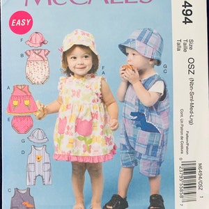 McCall&#39;s M6494, Infants&#39; Dress, Rompers, Jumpsuit, Panties, & Hats
