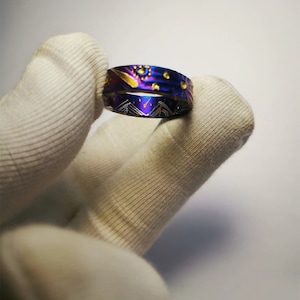 Anillo de titanio puro, anillo de boda, regalo, edc, hombres y mujeres, grabado a mano, artesanía, token de amor, estilo punk