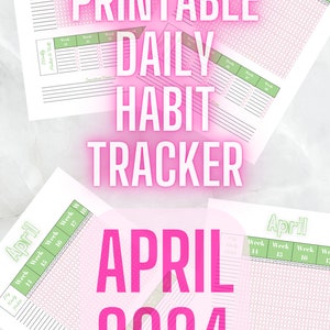 Daily Habit Tracker 2024 Printable for April | Track Weekly Habits ...