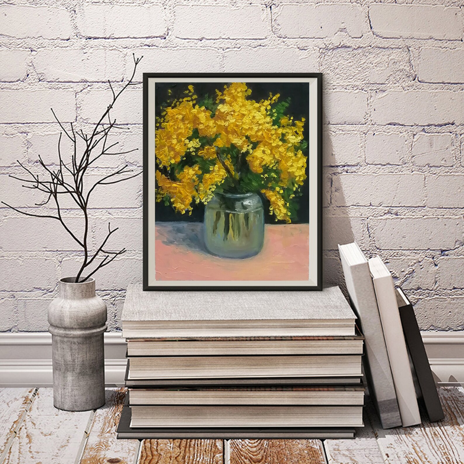 Mimosa Painting Original Art Yellow Flowers Impasto Painting Etsy