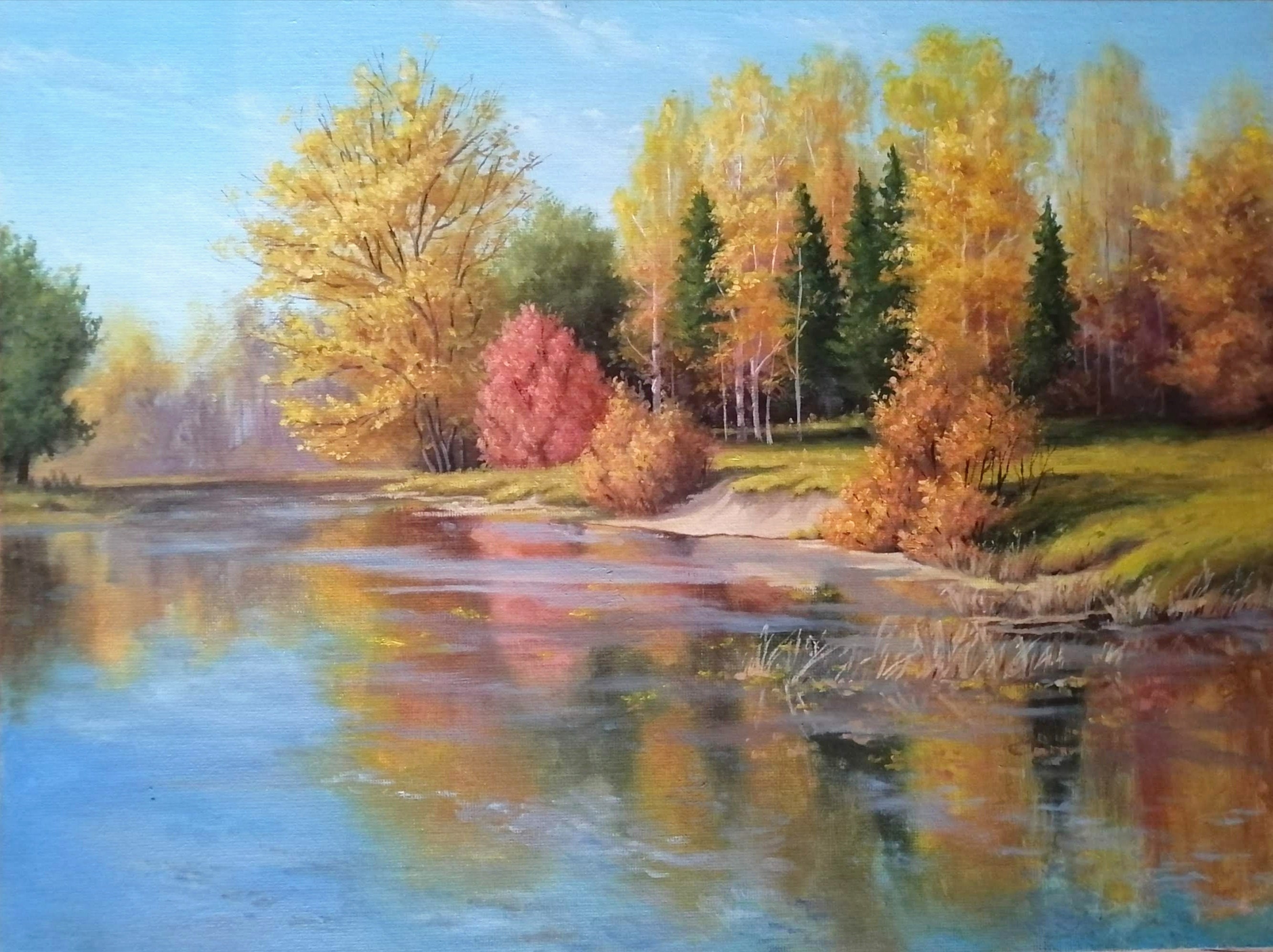Herbst Landschaft Gemälde Original Kunst Birke Baum Malerei Etsy