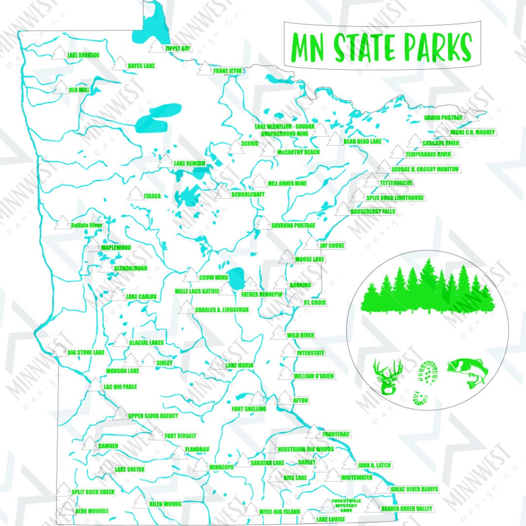 Minnesota State Parks Map Visit Tracking Digital Files: Svg, Png, Jpeg ...