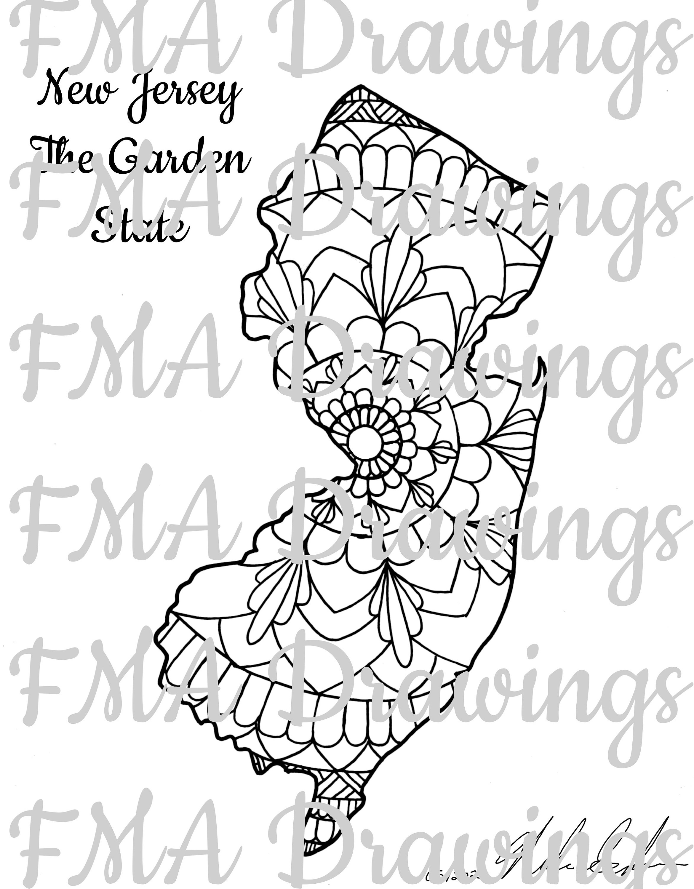 NJ coloring pages bundle of 4 digital download | Etsy