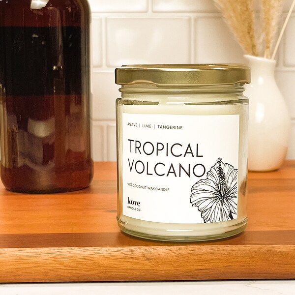 Tropical Volcano Candle, Coconut Wax Candle, Citrus, Sweet, Volcano, Spring, Summer, Agave, Lime, Tangerine, Birthday Gift, Housewarming