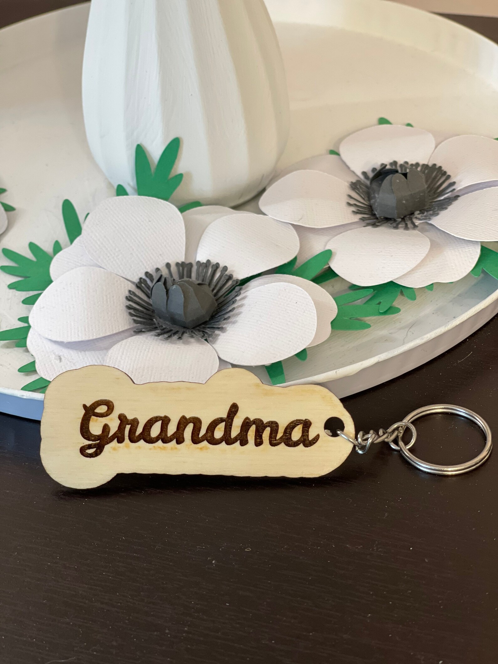 Grandma Engraved Wood Keychain Etsy