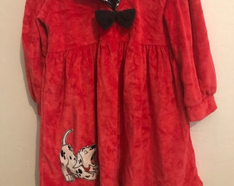 Vintage 101 Dalmatians Girl’s Red Velvet Dress 3T, 101 Dalmatians Dress
