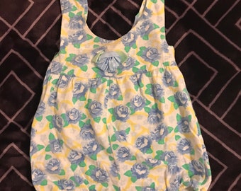 Vintage Floral Baby Romper, Baby Playsuit One Piece 3/6 Mos