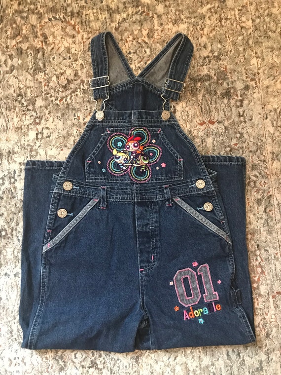 Vintage Powerpuff Girls Denim Bib Overalls, Cartoo