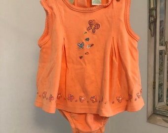 Vintage Baby Butterfly Romper, Infant 1990s Playsuit Romper 9M 100% Cotton