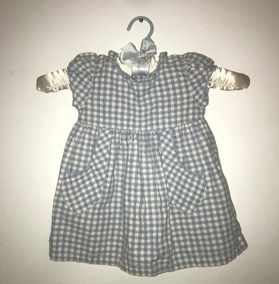 Vintage Baby Gap Blue Infant Linen Dress 90s,  Lin